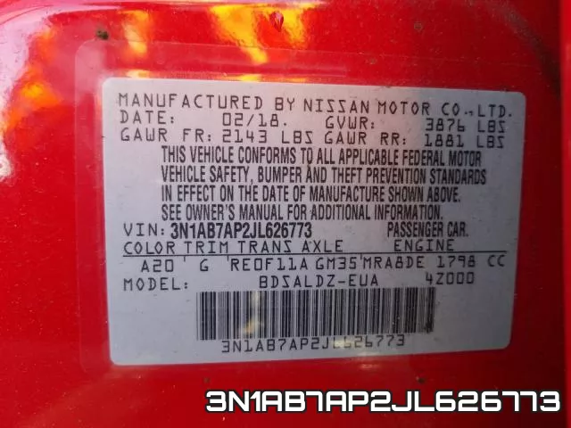 3N1AB7AP2JL626773 фото 2