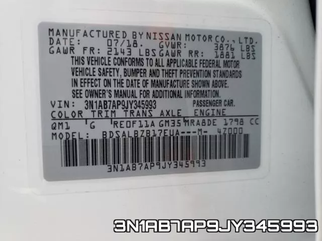 3N1AB7AP9JY345993 фото 2