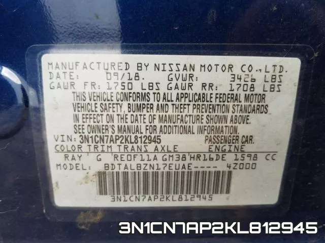 3N1CN7AP2KL812945 фото 2