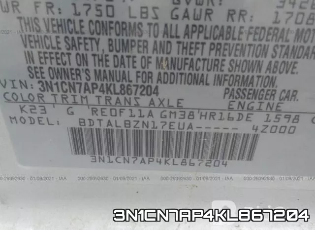 3N1CN7AP4KL867204 фото 10