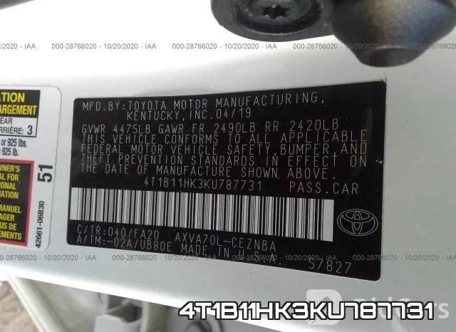 4T1B11HK3KU787731 фото 9