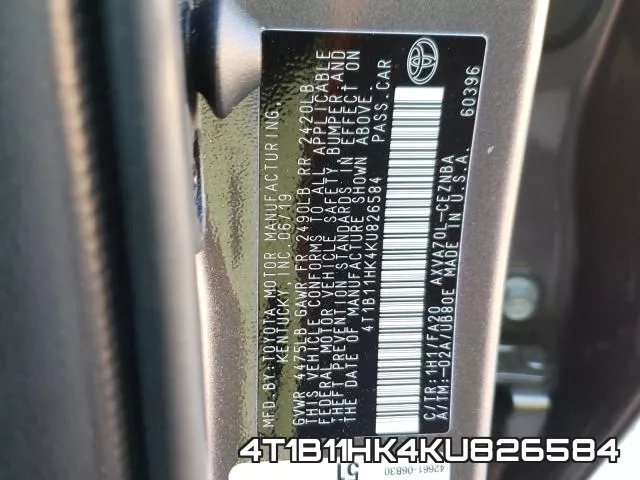 4T1B11HK4KU826584 фото 2