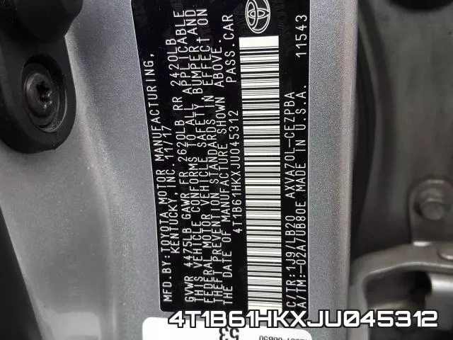 4T1B61HKXJU045312 фото 2