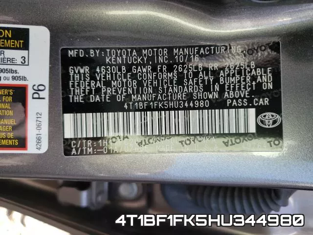 4T1BF1FK5HU344980 фото 2
