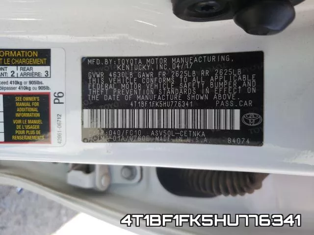 4T1BF1FK5HU776341 фото 2