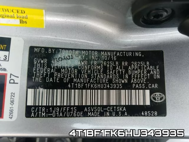4T1BF1FK6HU343935 фото 2