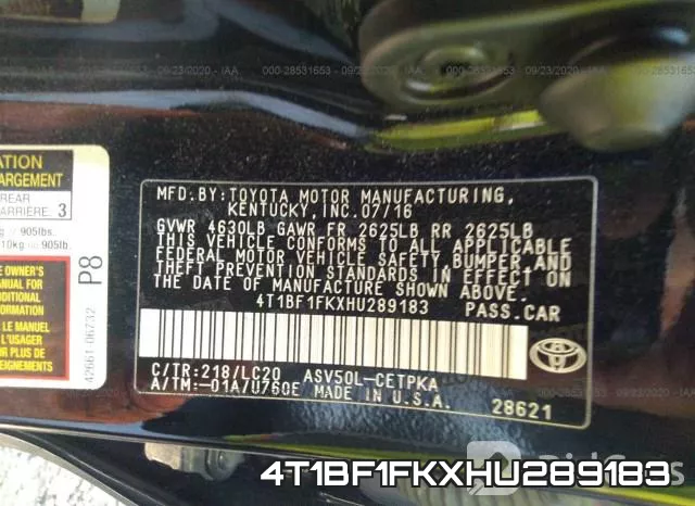 4T1BF1FKXHU289183 фото 10