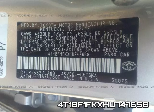 4T1BF1FKXHU747658 фото 9