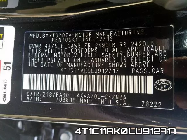 4T1C11AK0LU912717 фото 2