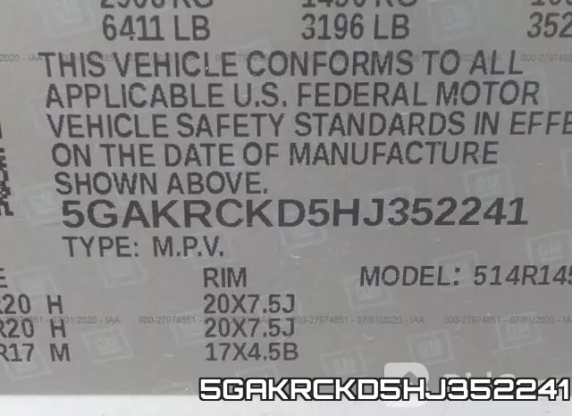 5GAKRCKD5HJ352241 фото 10
