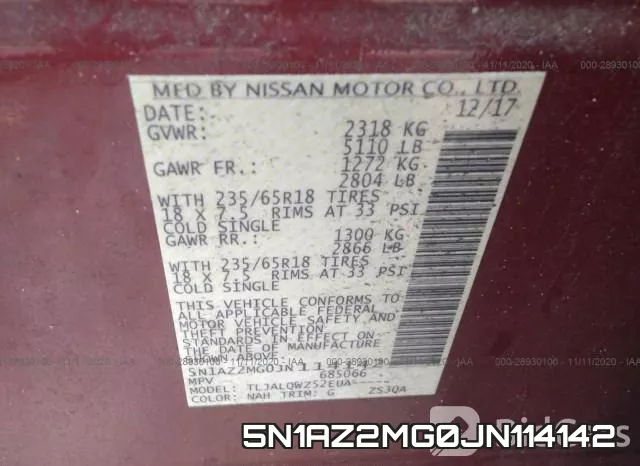 5N1AZ2MG0JN114142 фото 10