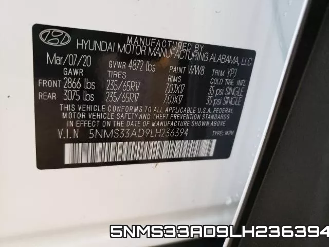 5NMS33AD9LH236394 фото 2