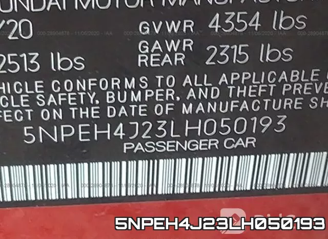 5NPEH4J23LH050193 фото 9