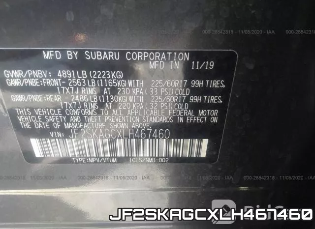 JF2SKAGCXLH467460 фото 10