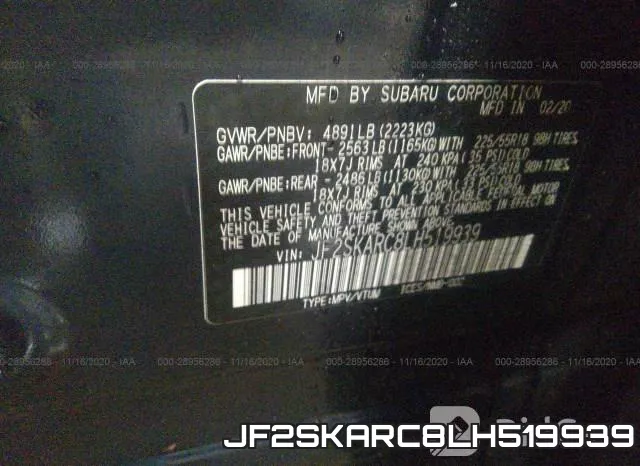 JF2SKARC8LH519939 фото 10