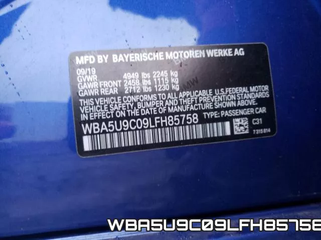 WBA5U9C09LFH85758 фото 2