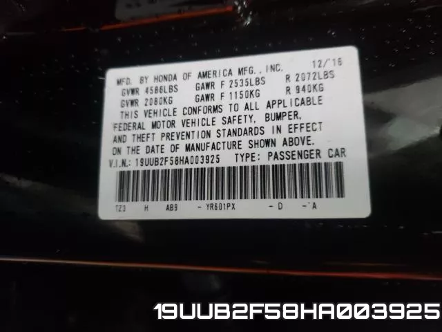 19UUB2F58HA003925 фото 2