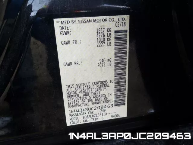 1N4AL3AP0JC209463 фото 2