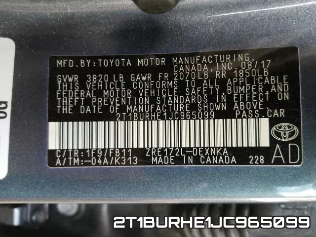 2T1BURHE1JC965099 фото 2