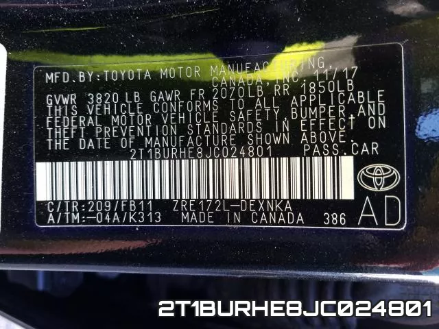2T1BURHE8JC024801 фото 2