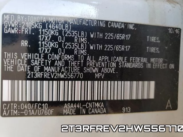 2T3RFREV2HW556770 фото 2