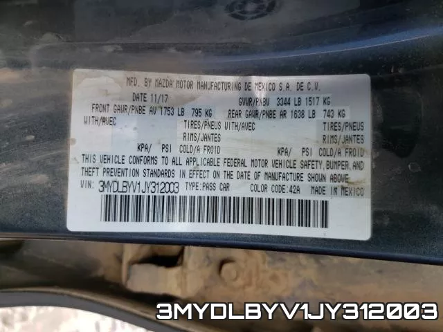 3MYDLBYV1JY312003 фото 2