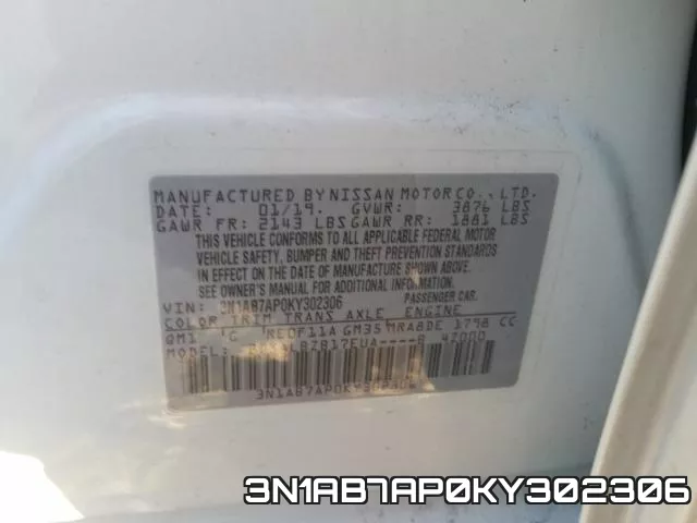 3N1AB7AP0KY302306 фото 2