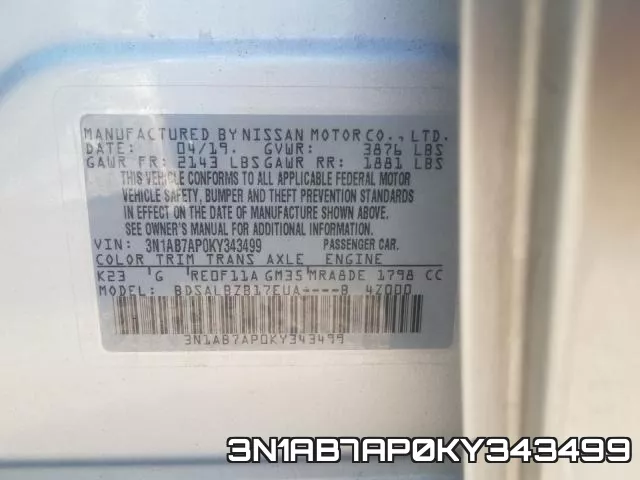 3N1AB7AP0KY343499 фото 2