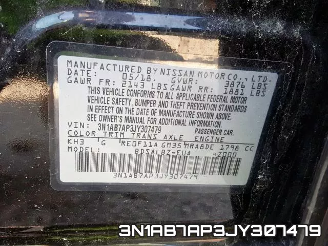 3N1AB7AP3JY307479 фото 2