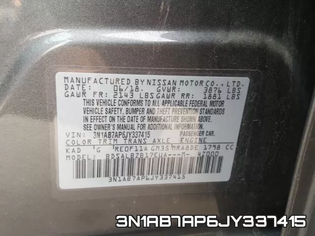 3N1AB7AP6JY337415 фото 2