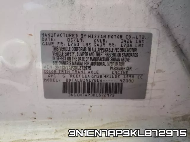 3N1CN7AP3KL872975 фото 2
