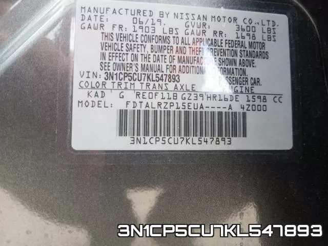 3N1CP5CU7KL547893 фото 2