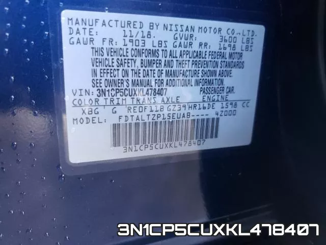 3N1CP5CUXKL478407 фото 2