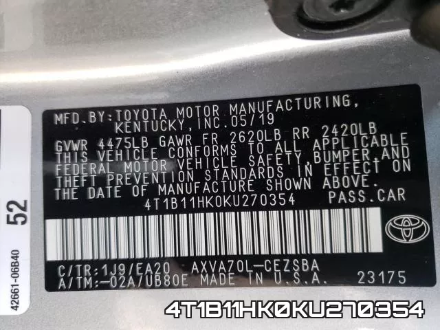 4T1B11HK0KU270354 фото 2