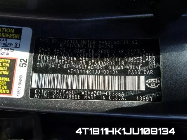 4T1B11HK1JU108134 фото 2