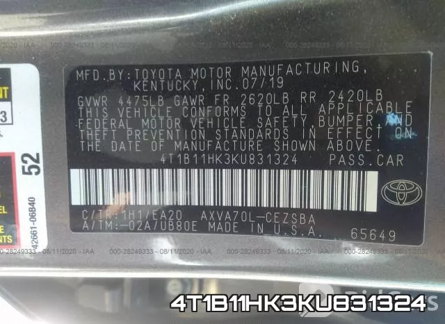 4T1B11HK3KU831324 фото 9