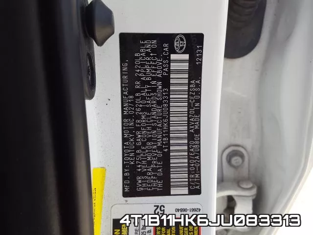 4T1B11HK6JU083313 фото 2