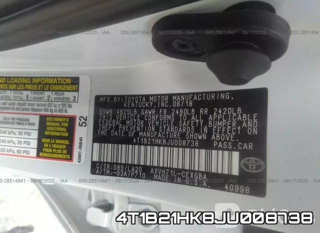 4T1B21HK8JU008738 фото 9
