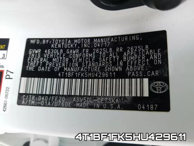 4T1BF1FK5HU429611 фото 2