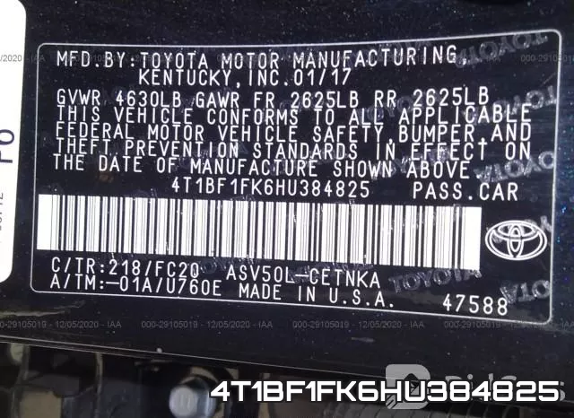 4T1BF1FK6HU384825 фото 10
