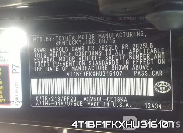 4T1BF1FKXHU316107 фото 8