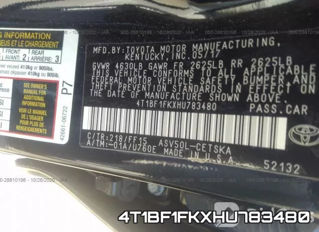 4T1BF1FKXHU783480 фото 10