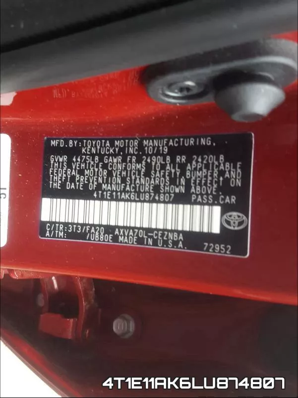 4T1E11AK6LU874807 фото 2
