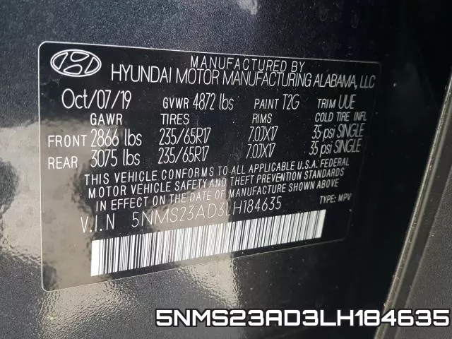 5NMS23AD3LH184635 фото 2