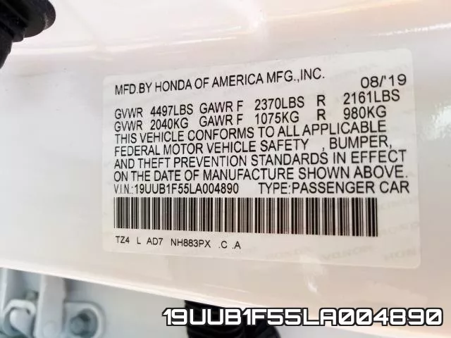 19UUB1F55LA004890 фото 2
