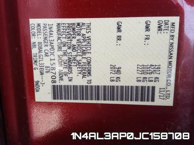 1N4AL3AP0JC158708 фото 2