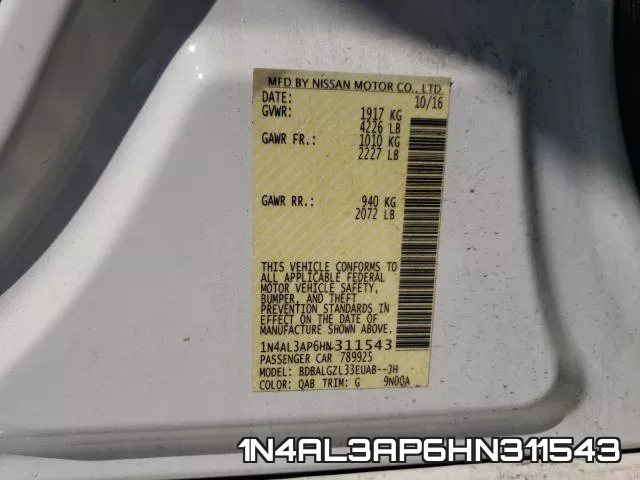1N4AL3AP6HN311543 фото 2