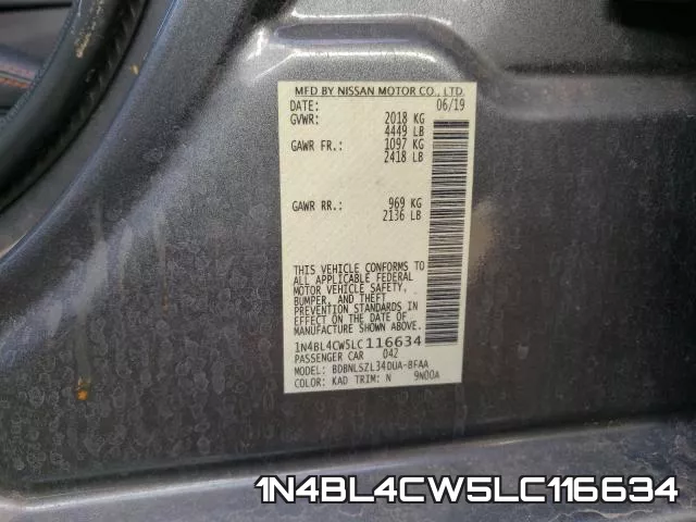 1N4BL4CW5LC116634 фото 2