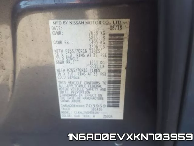 1N6AD0EVXKN703959 фото 2