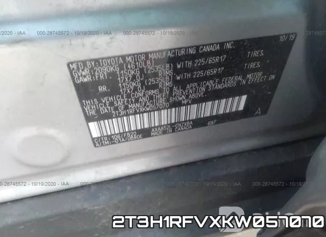 2T3H1RFVXKW057070 фото 9